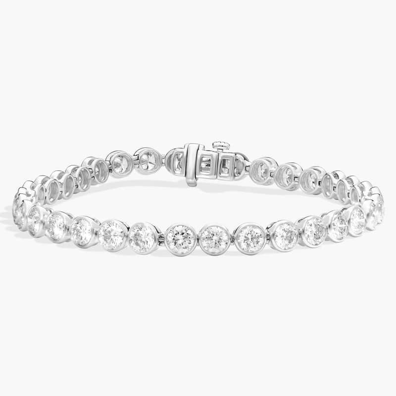 Bezel Tennis Bracelet With 10 CTW Round Diamonds in Platinum