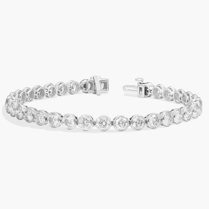 Bezel Tennis Bracelet With 10 CTW Round Diamonds in Platinum