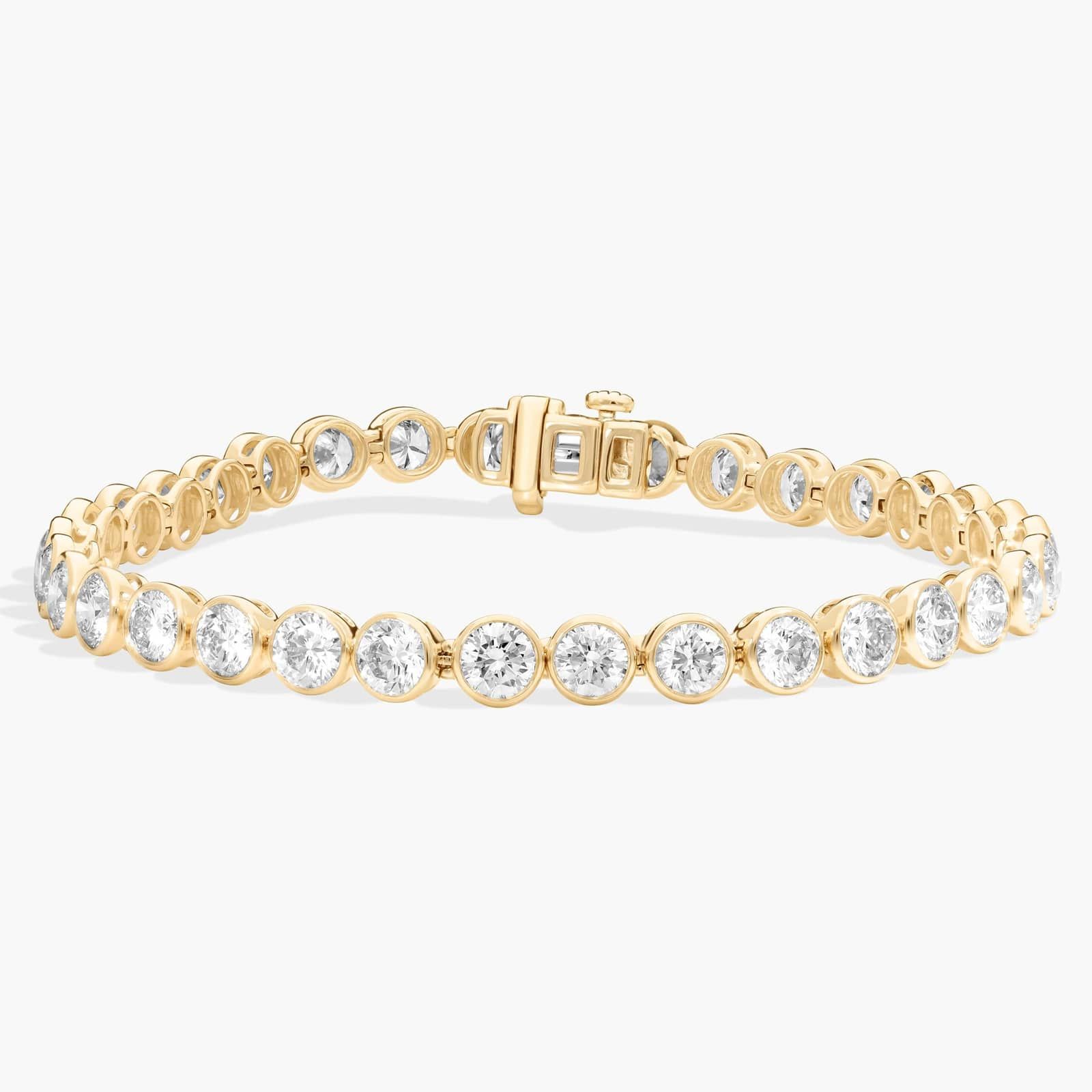 Bezel Tennis Bracelet With 10 CTW Round Lab-Grown Diamonds in 14K Yellow Gold