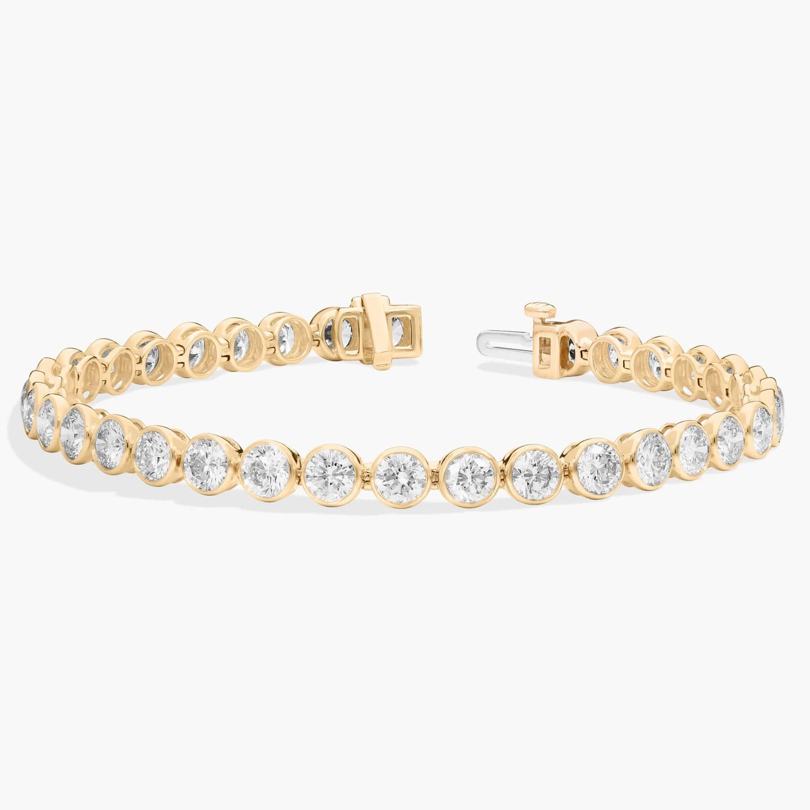 Bezel Tennis Bracelet With 10 CTW Round Lab-Grown Diamonds in 14K Yellow Gold