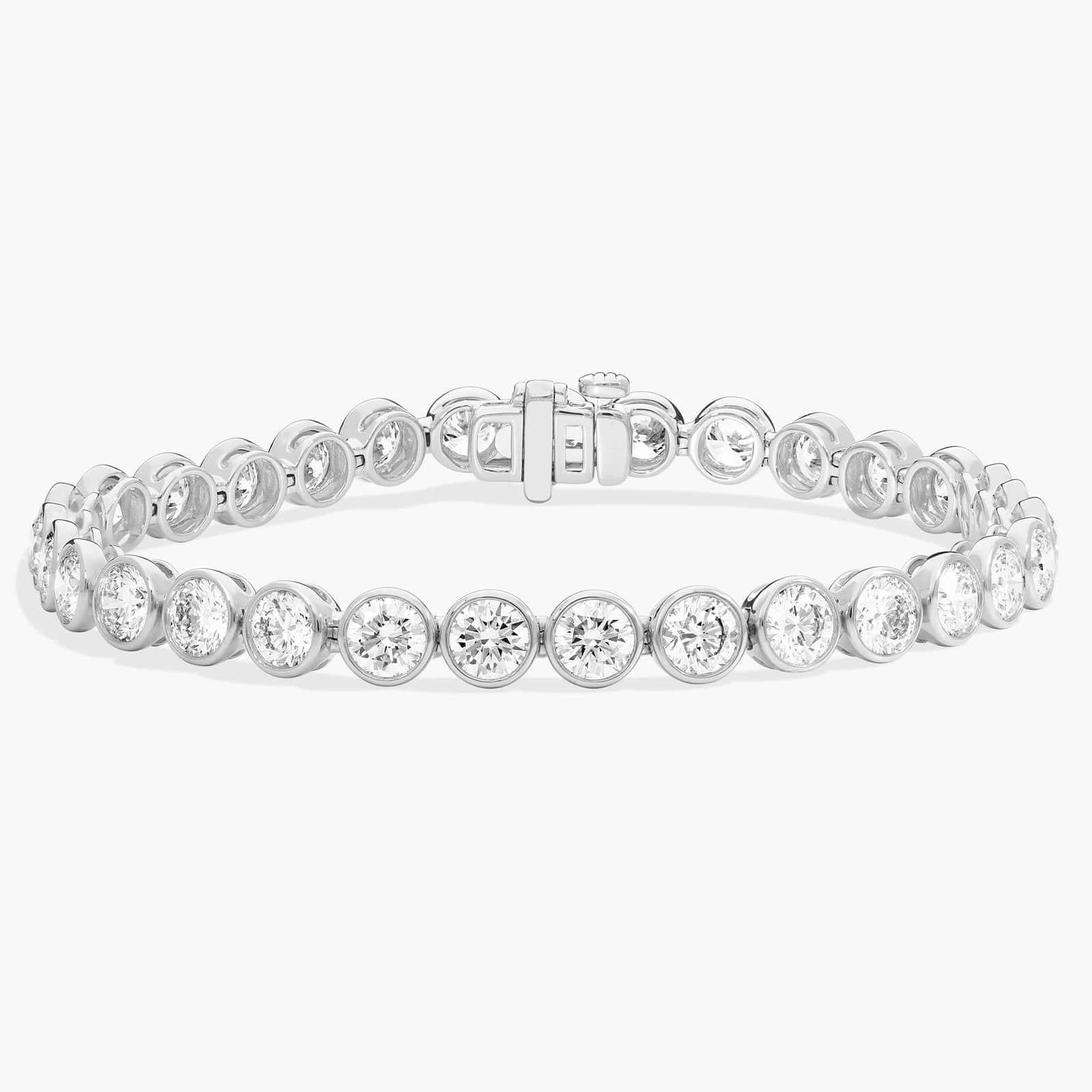 Bezel Tennis Bracelet With 12 CTW Round Lab-Grown Diamonds in 14K White Gold