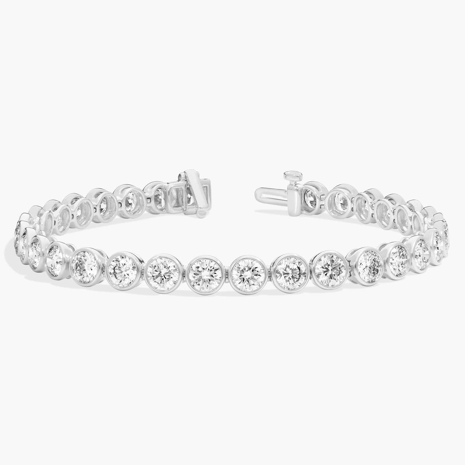Bezel Tennis Bracelet With 12 CTW Round Lab-Grown Diamonds in 14K White Gold
