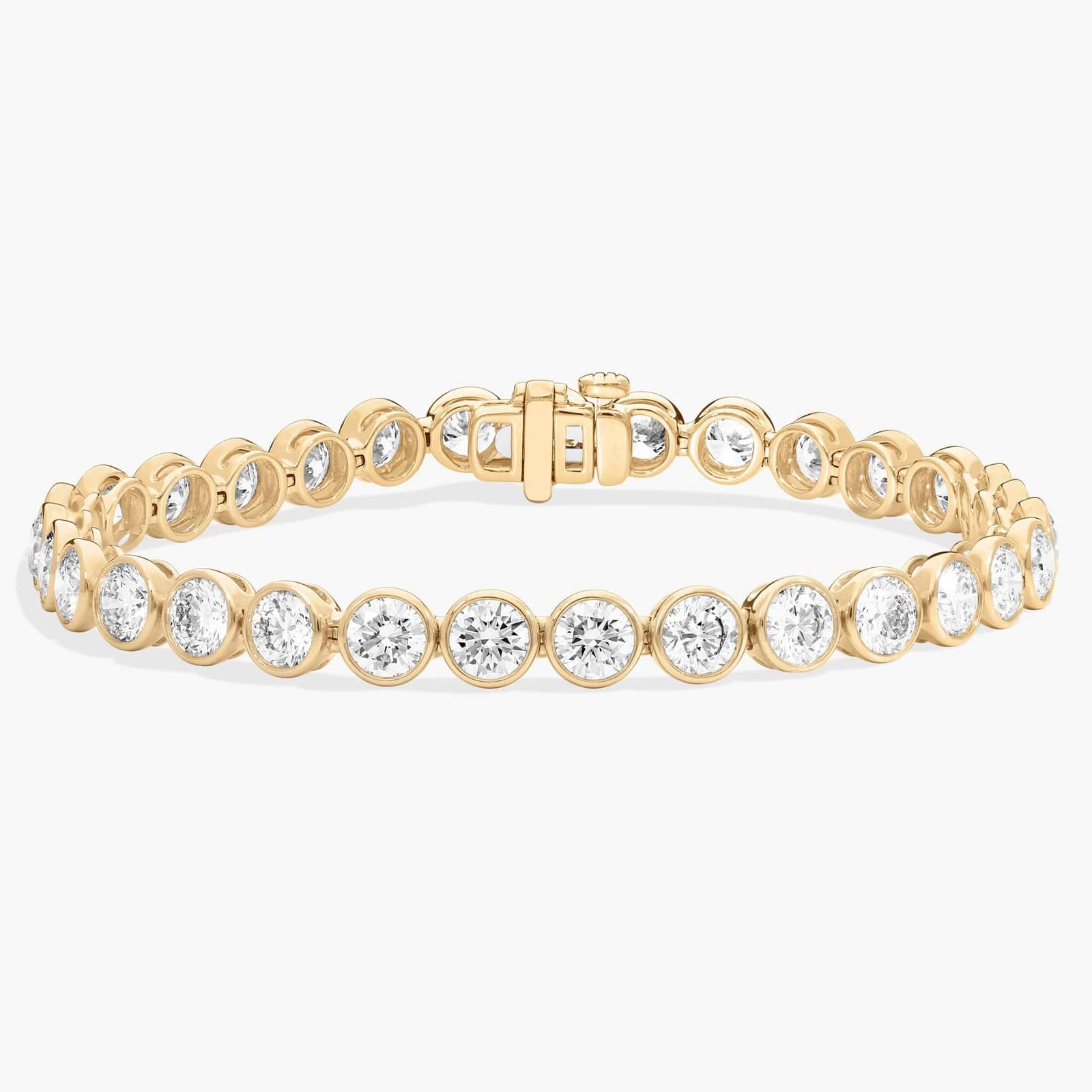 Bezel Tennis Bracelet With 12 CTW Round Lab-Grown Diamonds in 14K Yellow Gold