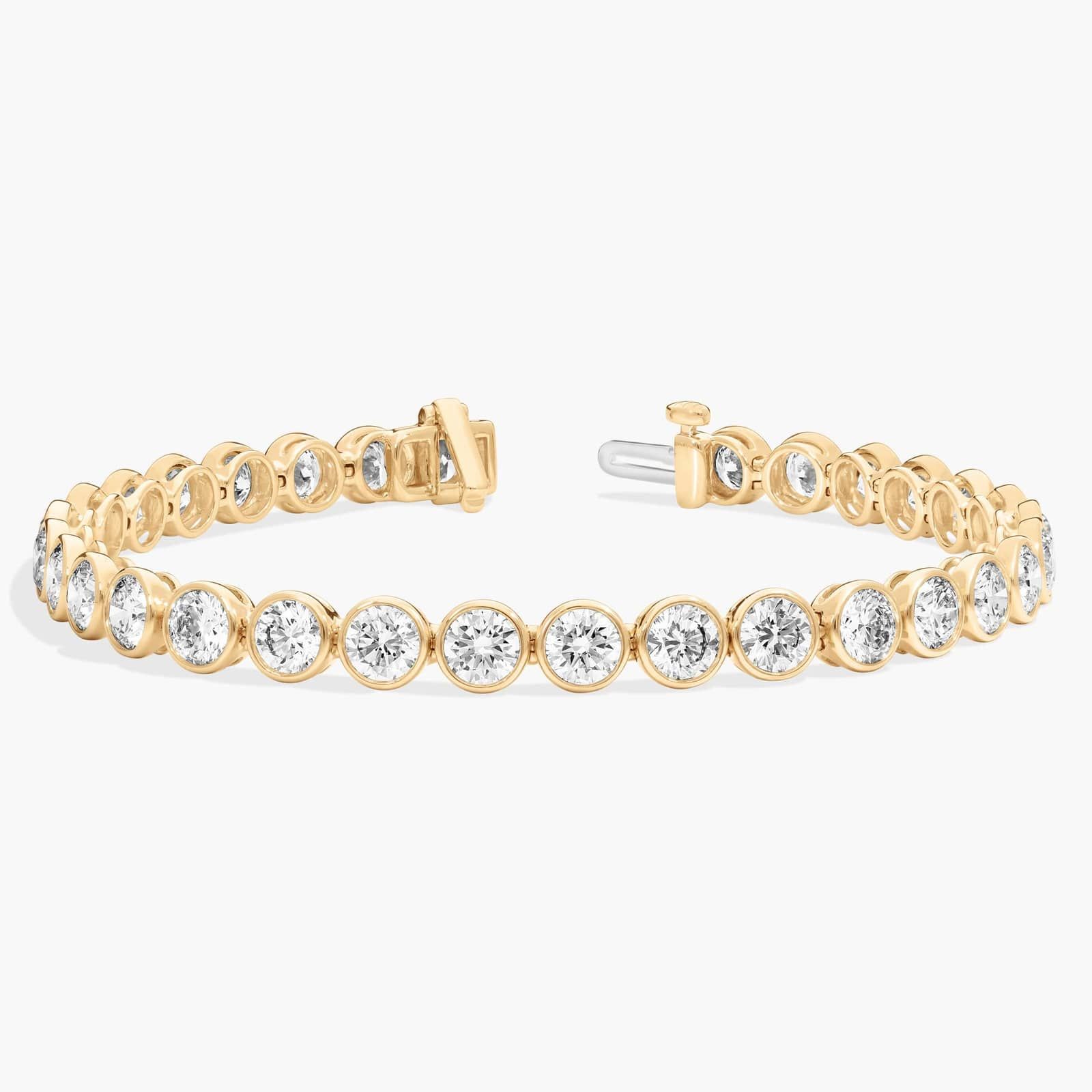 Bezel Tennis Bracelet With 12 CTW Round Lab-Grown Diamonds in 14K Yellow Gold