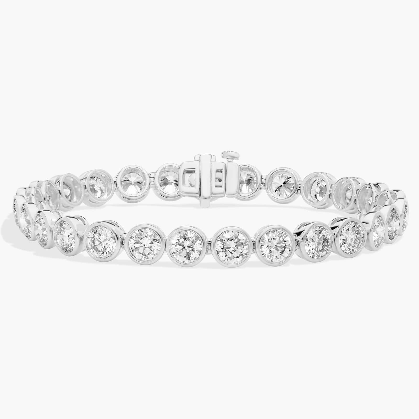 Bezel Tennis Bracelet With 15 CTW Round Lab-Grown Diamonds in 14K White Gold