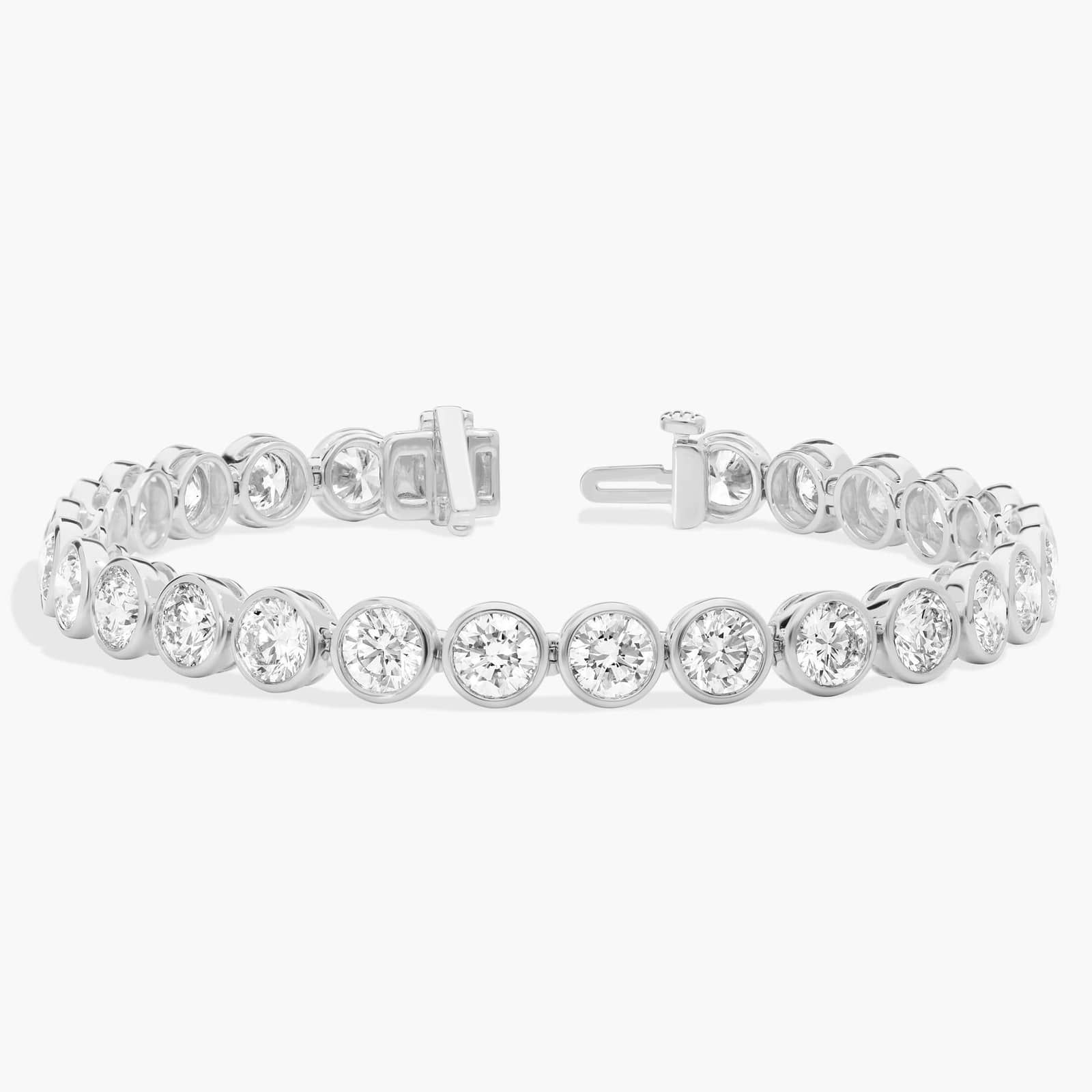 Bezel Tennis Bracelet With 15 CTW Round Lab-Grown Diamonds in 14K White Gold