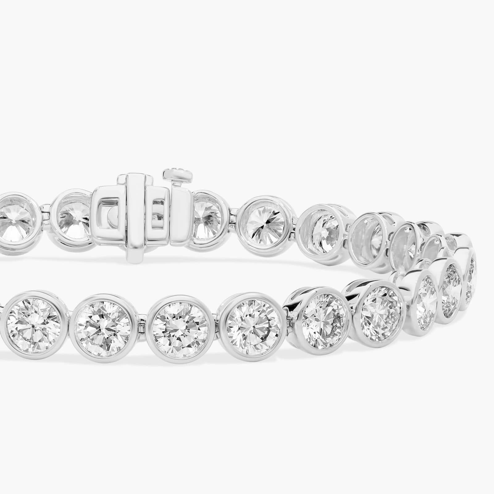 Bezel Tennis Bracelet With 15 CTW Round Lab-Grown Diamonds in 14K White Gold