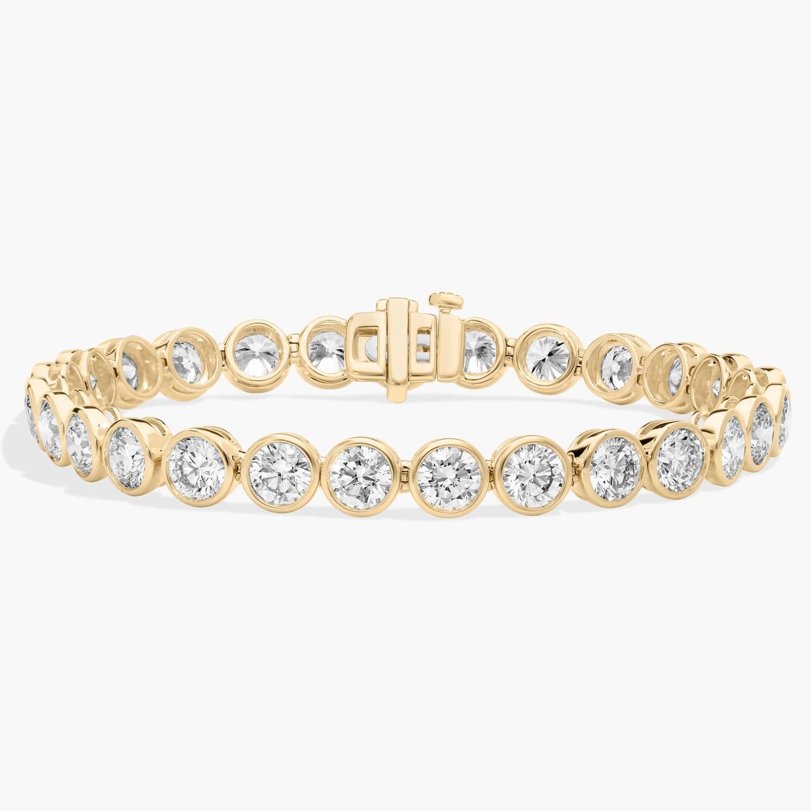 Bezel Tennis Bracelet With 15 CTW Round Lab-Grown Diamonds in 14K Yellow Gold