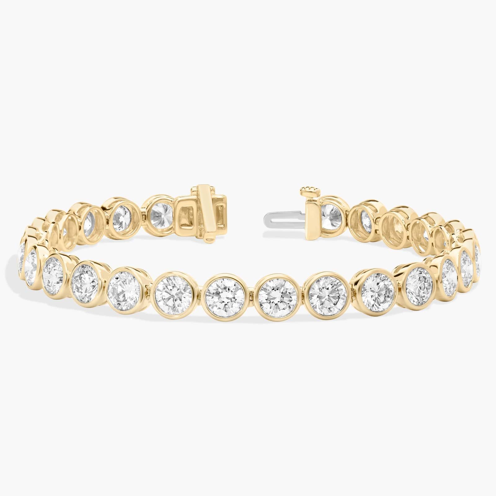 Bezel Tennis Bracelet With 15 CTW Round Lab-Grown Diamonds in 14K Yellow Gold