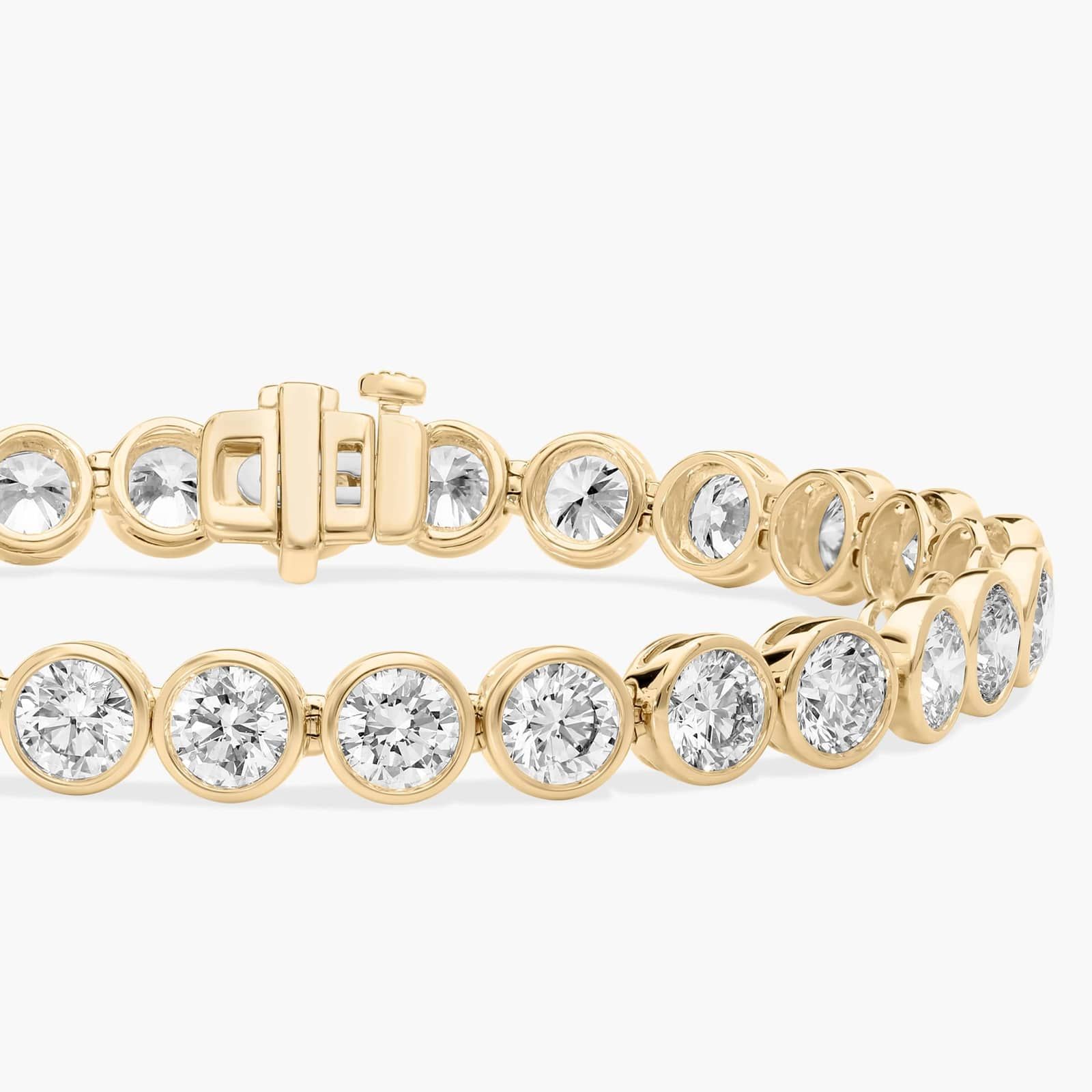 Bezel Tennis Bracelet With 15 CTW Round Lab-Grown Diamonds in 14K Yellow Gold