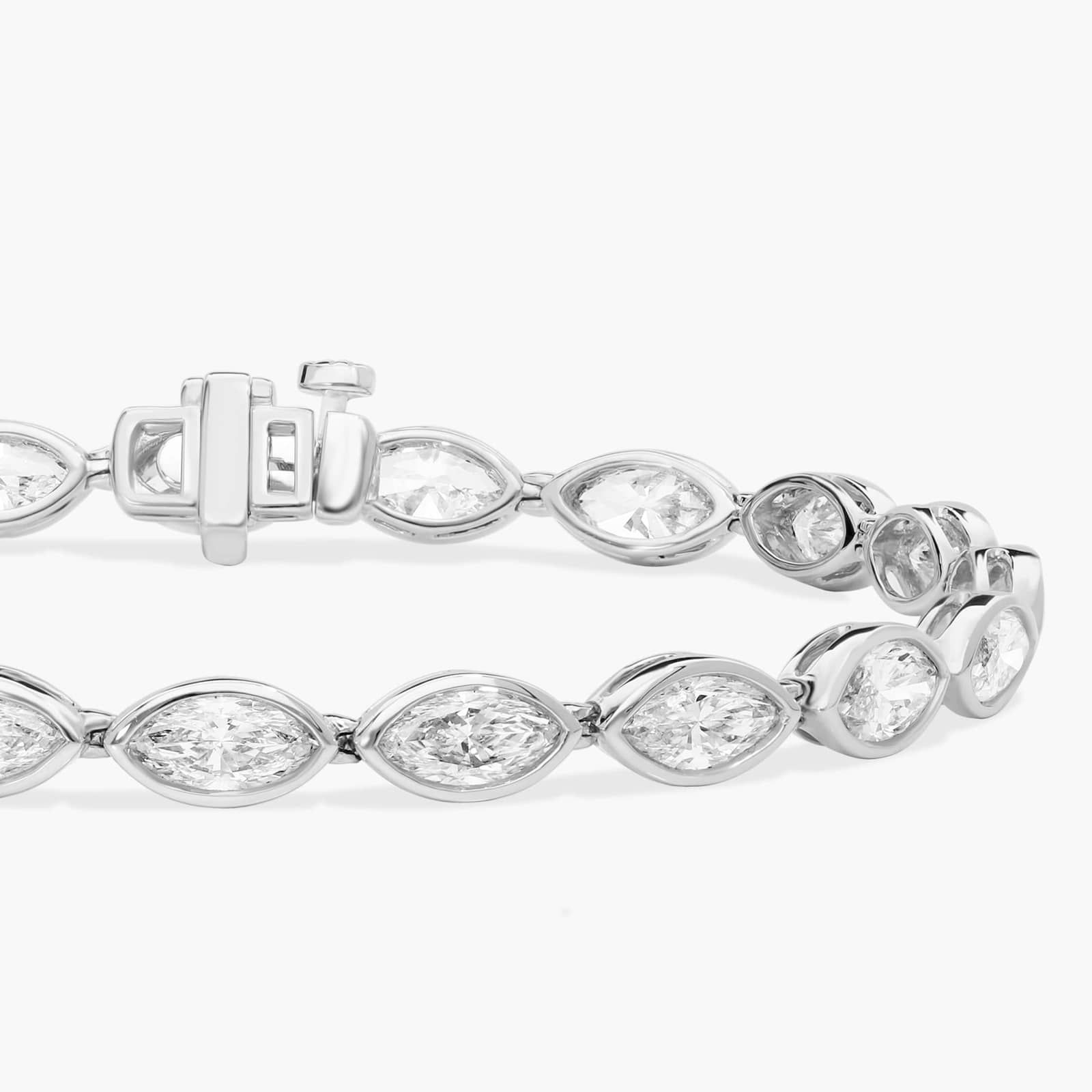 East-West Bezel Tennis Bracelet With 8 CTW Marquise Cut Lab-Grown Diamonds in 14K White Gold