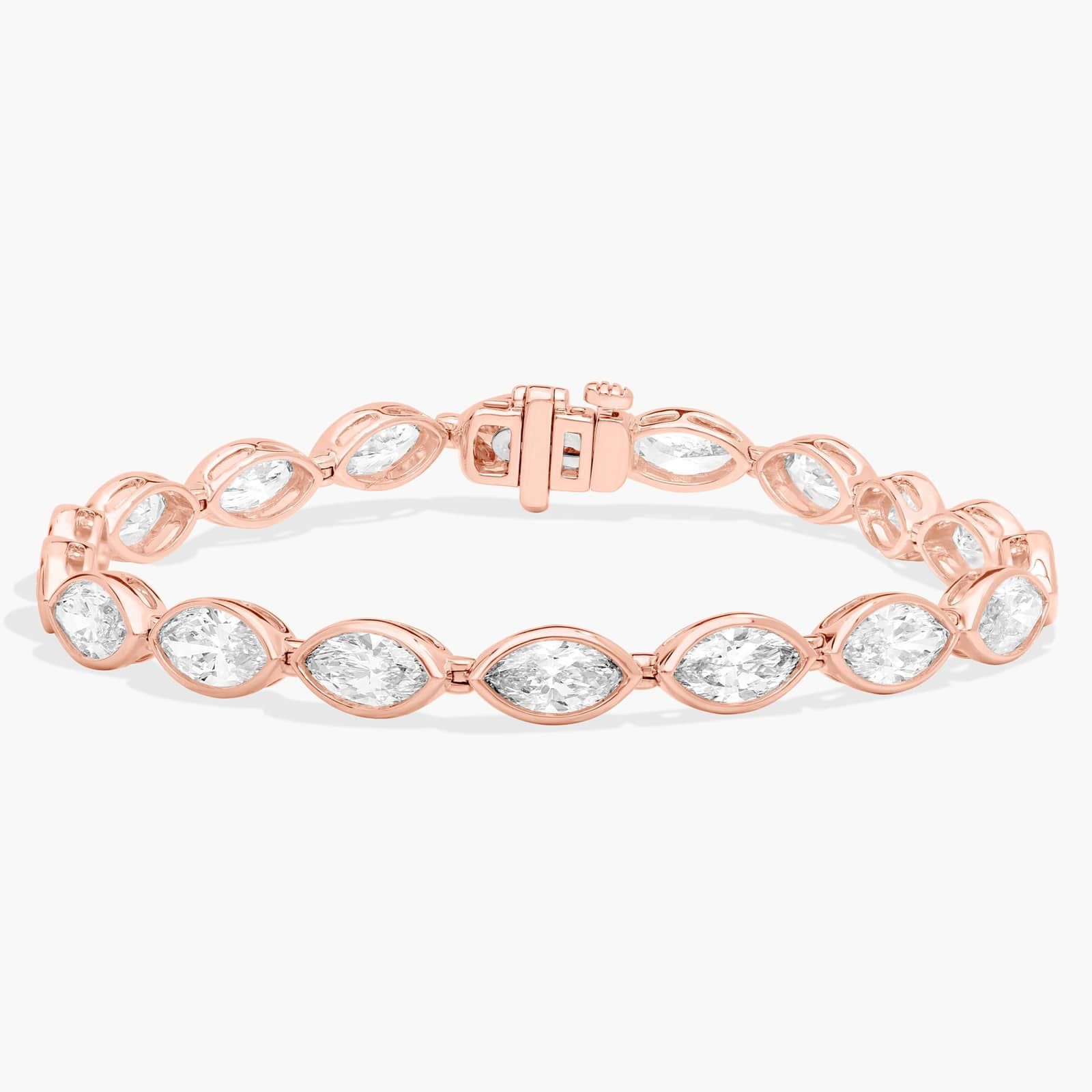 East-West Bezel Tennis Bracelet With 10 CTW Marquise Cut Diamonds in 14K Rose Gold