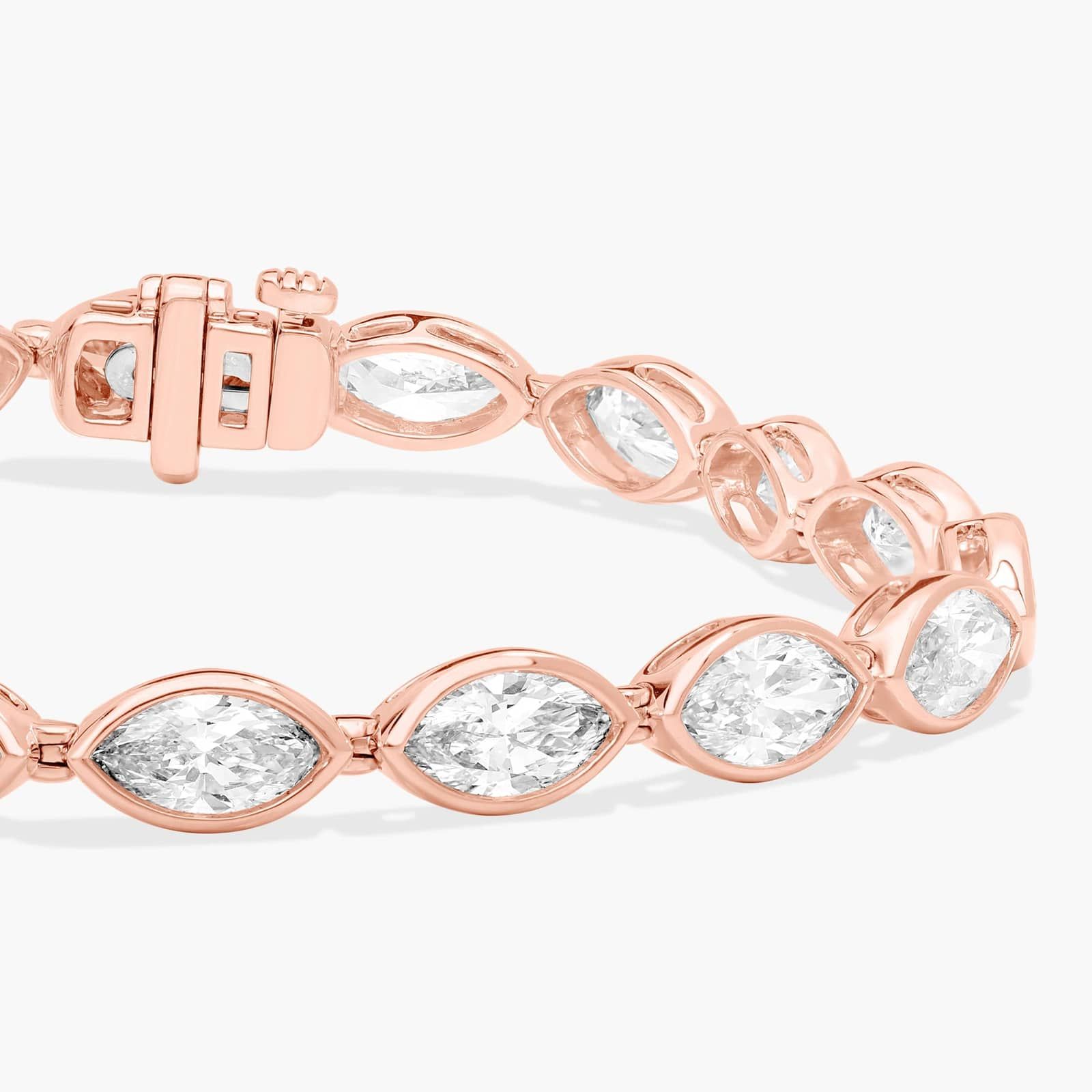 East-West Bezel Tennis Bracelet With 10 CTW Marquise Cut Diamonds in 14K Rose Gold