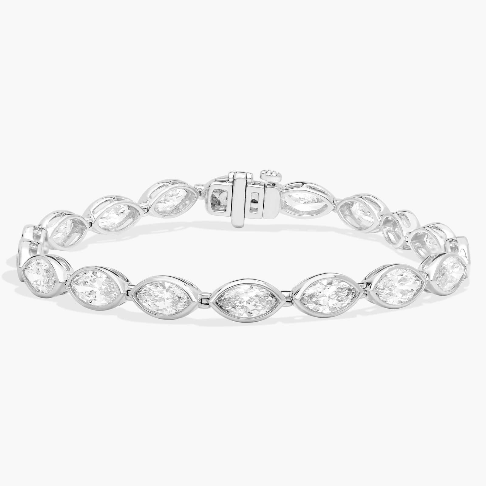 East-West Bezel Tennis Bracelet With 10 CTW Marquise Cut Lab-Grown Diamonds in 14K White Gold