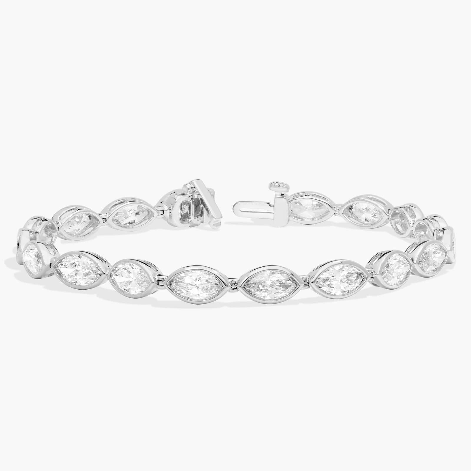 East-West Bezel Tennis Bracelet With 10 CTW Marquise Cut Lab-Grown Diamonds in 14K White Gold