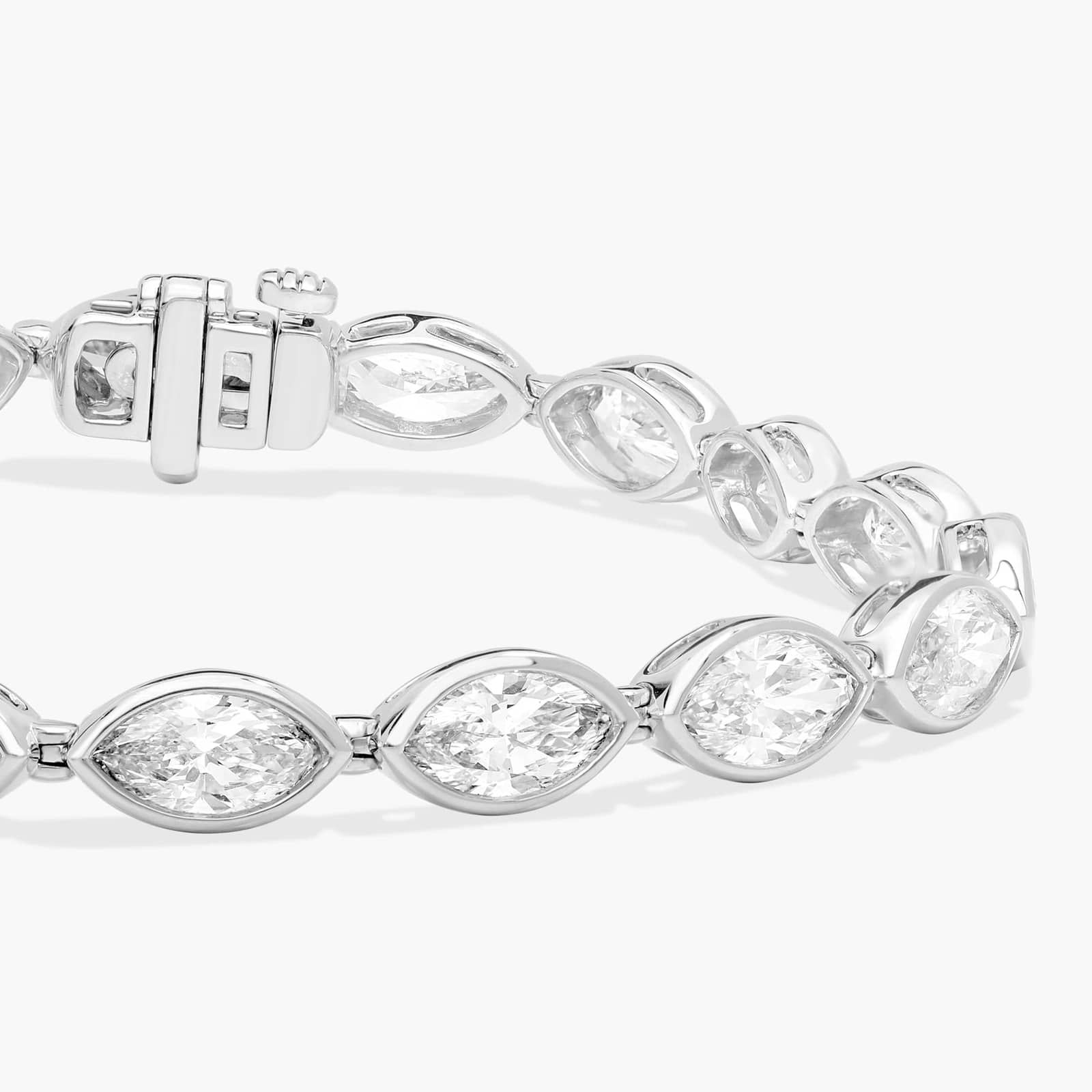 East-West Bezel Tennis Bracelet With 10 CTW Marquise Cut Lab-Grown Diamonds in 14K White Gold