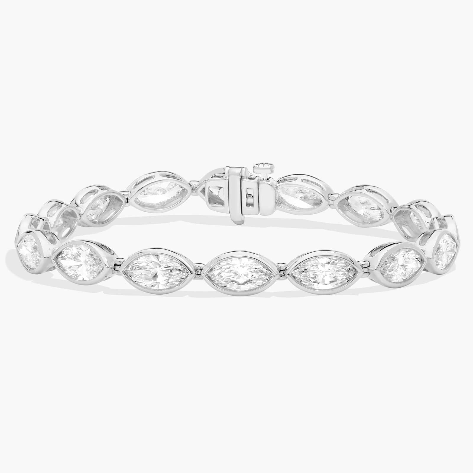 East-West Bezel Tennis Bracelet With 12 CTW Marquise Cut Lab-Grown Diamonds in 14K White Gold