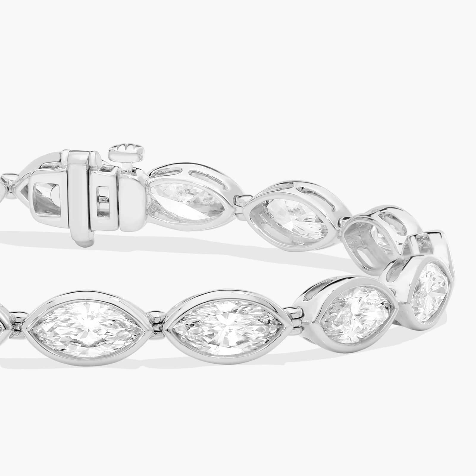 East-West Bezel Tennis Bracelet With 12 CTW Marquise Cut Lab-Grown Diamonds in 14K White Gold