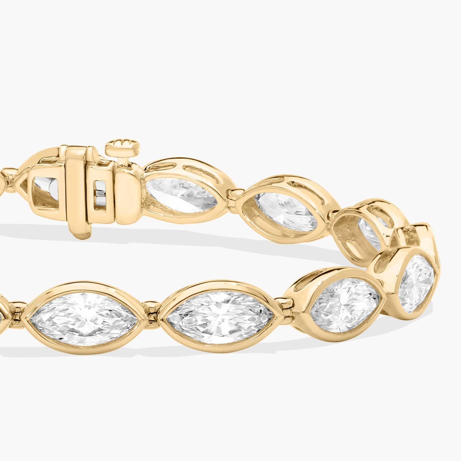 East-West Bezel Tennis Bracelet With 12 CTW Marquise Cut Lab-Grown Diamonds in 14K Yellow Gold