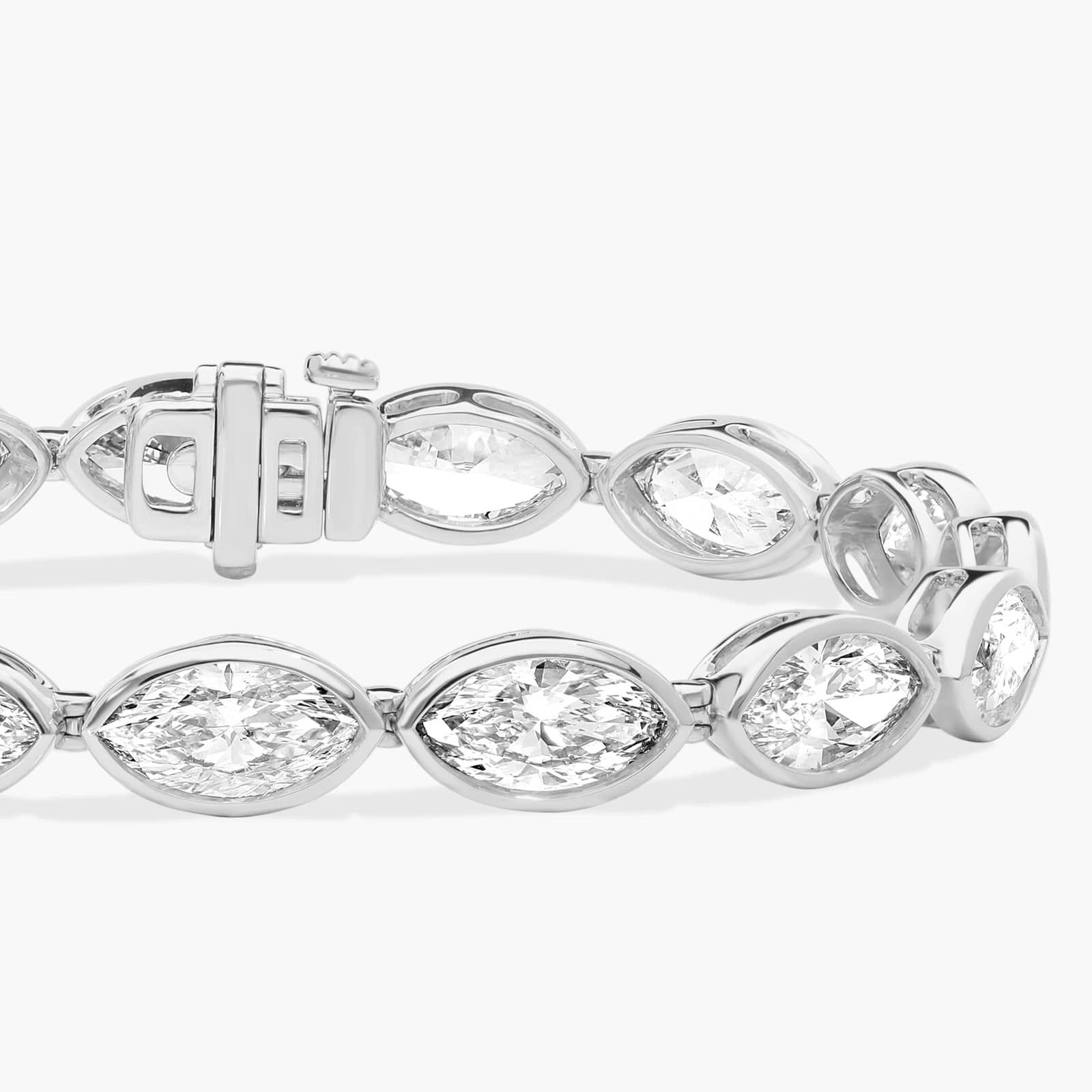 East-West Bezel Tennis Bracelet With 15 CTW Marquise Cut Lab-Grown Diamonds in 14K White Gold