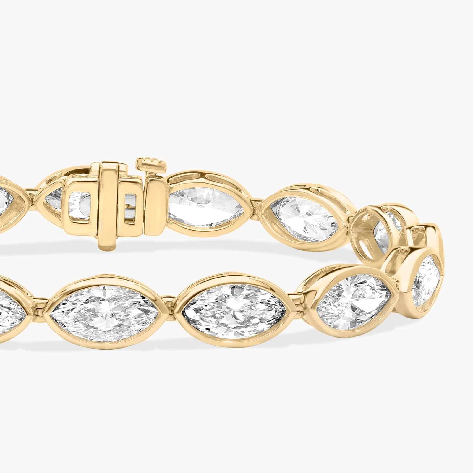 East-West Bezel Tennis Bracelet With 15 CTW Marquise Cut Lab-Grown Diamonds in 14K Yellow Gold