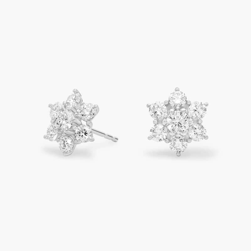 Fleur Diamond Stud Earrings in 18k White Gold (1 1/2 ct. tw.)