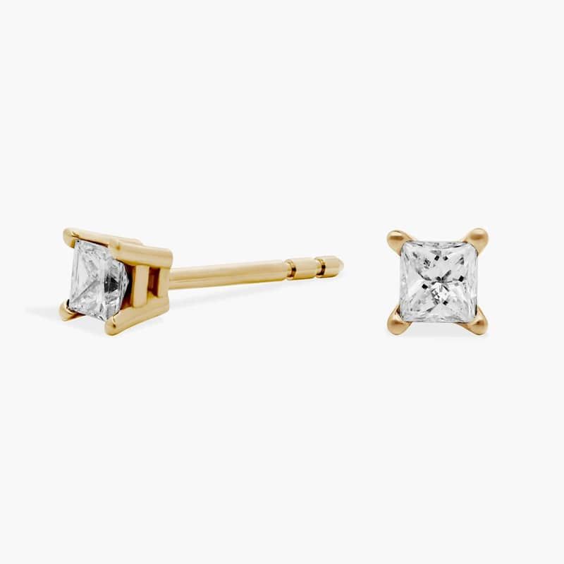 Princess Cut Lab-Grown Diamond Princess Cut Stud Earrings in 14k Yellow Gold (1/4 Ct. tw. - F-G / VS2-SI1)