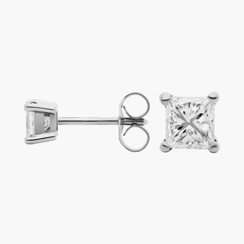 Princess Cut Diamond Stud Earrings In 14K White Gold (3/4 Ct. tw. - H-I / SI1-SI2)