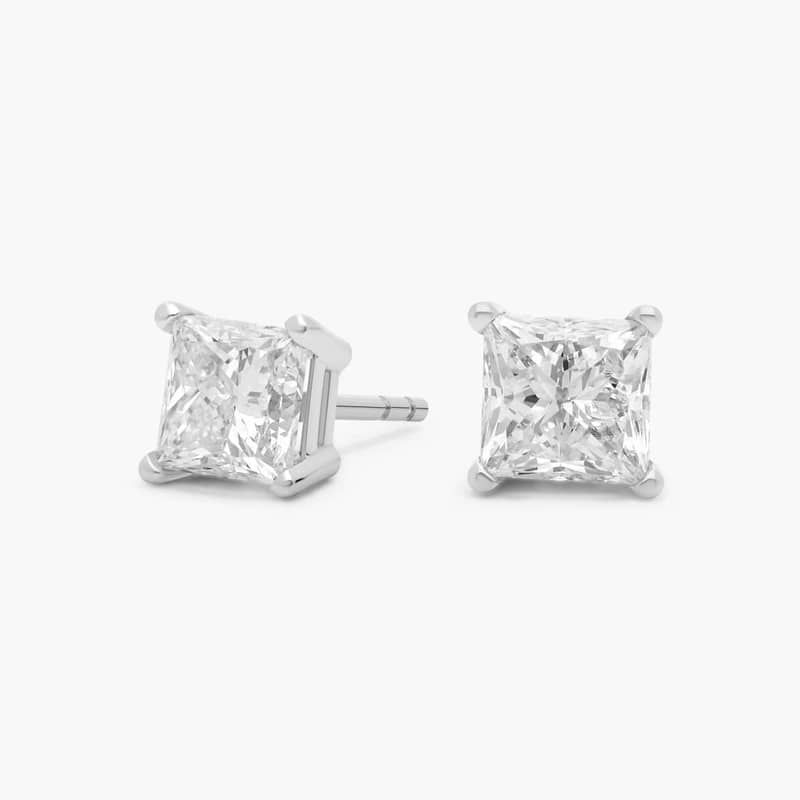 Princess Cut Diamond Stud Earrings In 14K White Gold (2 Ct. tw. - H-I / SI1-SI2)