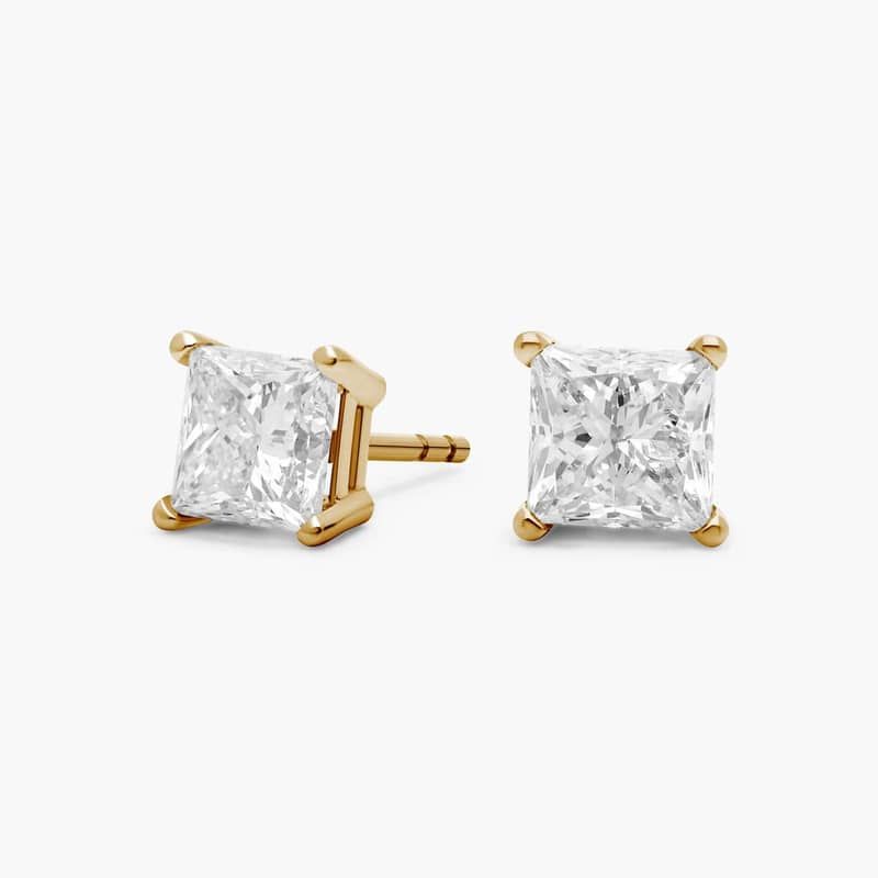 Princess Cut Diamond Stud Earrings in 14k Yellow Gold (2 ct. tw.)