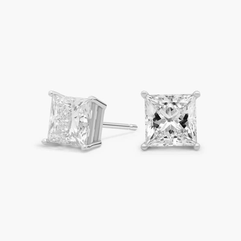 Princess Cut Lab-Grown Diamond Princess Cut Stud Earrings in 14k White Gold (3 Ct. tw. - F-G / VS2-SI1)
