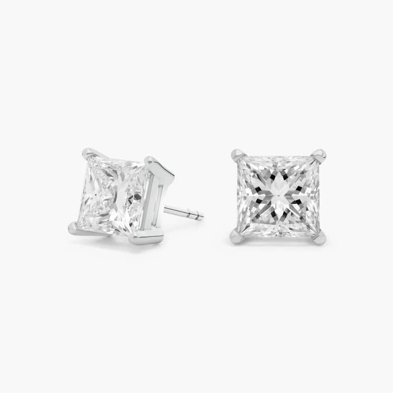 Princess Cut Lab-Grown Diamond Princess Cut Stud Earrings in 14k White Gold (4 Ct. tw. - F-G / VS2-SI1)