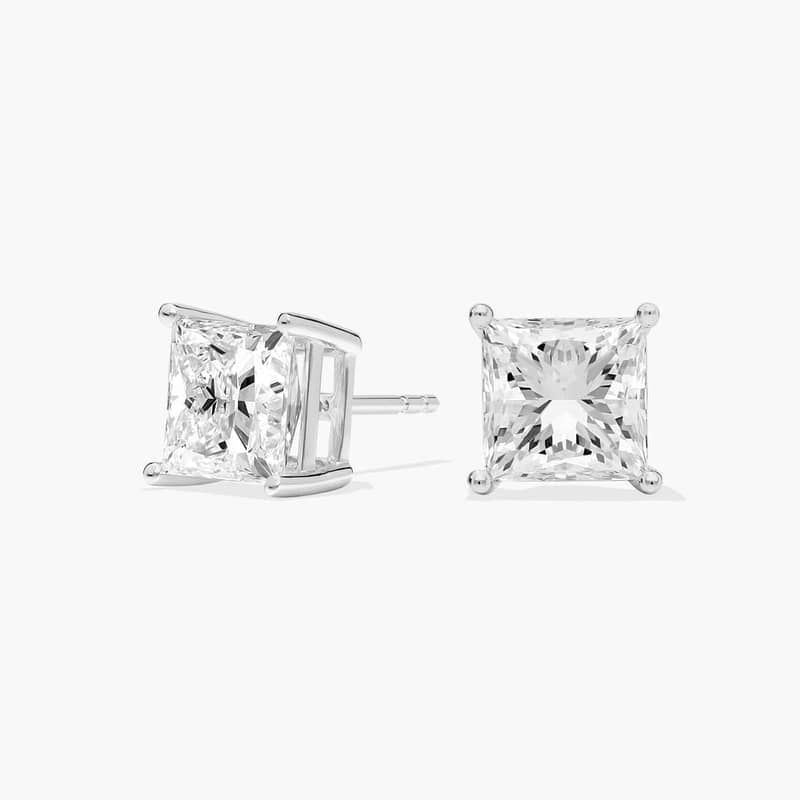 Princess Cut Lab-Grown Diamond Stud Earrings in 14k White Gold (5 ct. tw. - F-G / VS2-SI1)