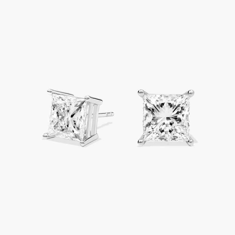 Princess Cut Lab-Grown Diamond Stud Earrings in 14k White Gold (6 ct. tw. - F-G / VS2-SI1)