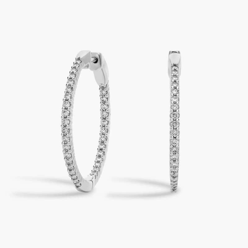 Diamond Eternity Hoop Earrings in 14k White Gold- I/I1 (1 ct. tw.)