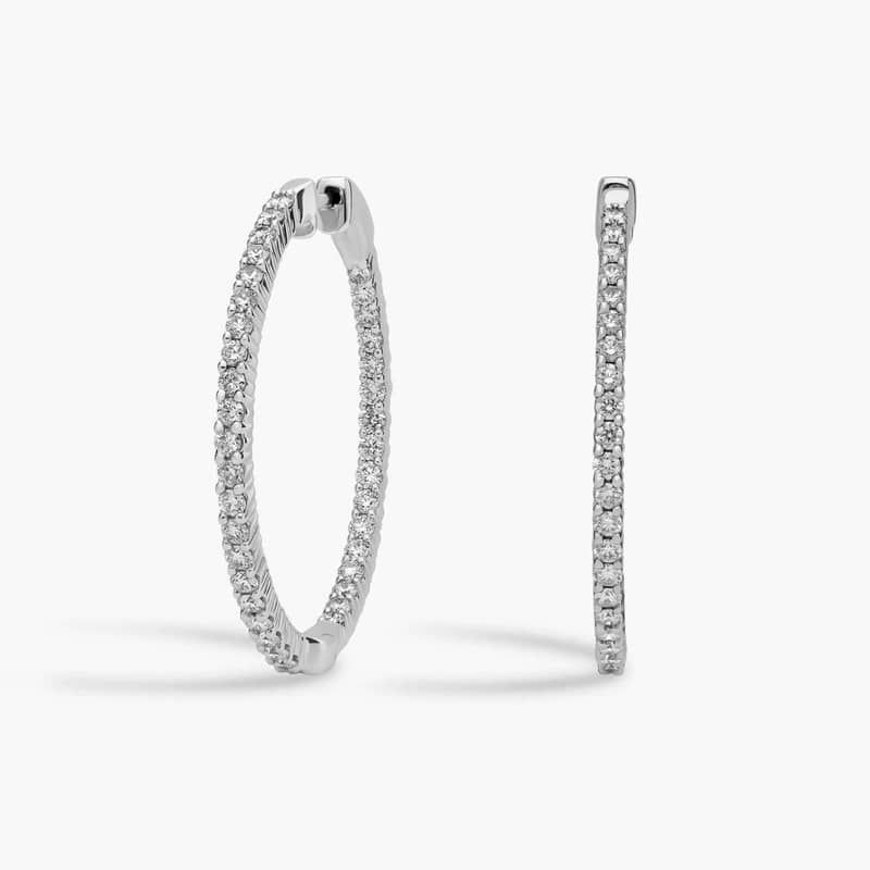 Diamond Eternity Hoop Earrings in 14k White Gold- I/I1 (2 ct. tw.)