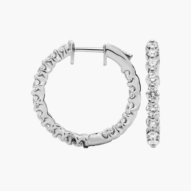 Floating Diamond Eternity Hoop Earrings with 5 CTW Round Cut Lab-Grown Diamonds in 14K White Gold