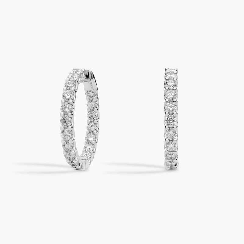 Luna Diamond Inside Out Hoop Earrings in 18k White Gold (5 ct. tw.)- G/SI