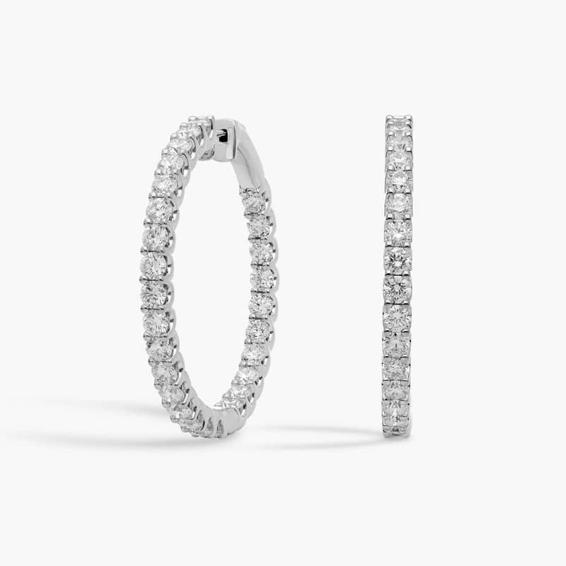 Luna Diamond Inside Out Hoop Earrings in 18k White Gold (10 ct. tw.)- G/SI