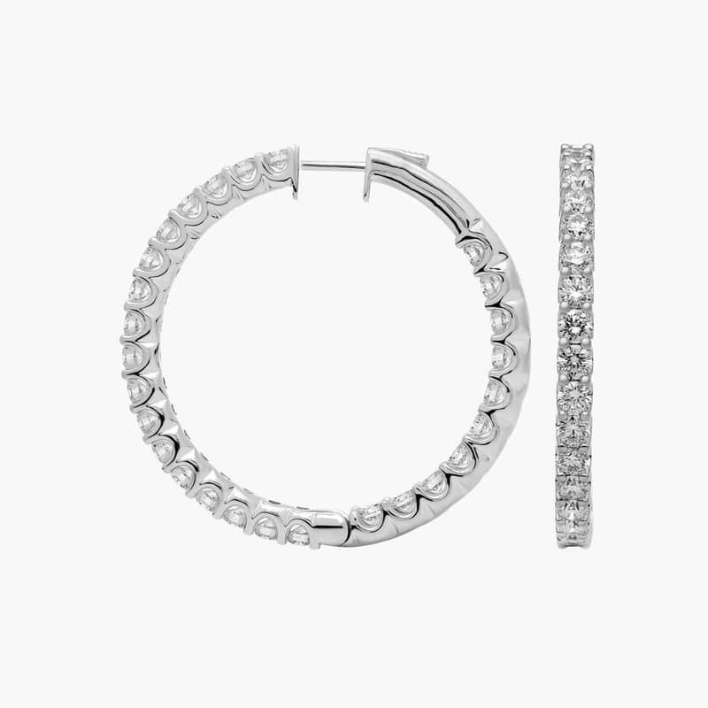 Luna Diamond Inside Out Hoop Earrings in 18k White Gold (10 ct. tw.)- G/SI