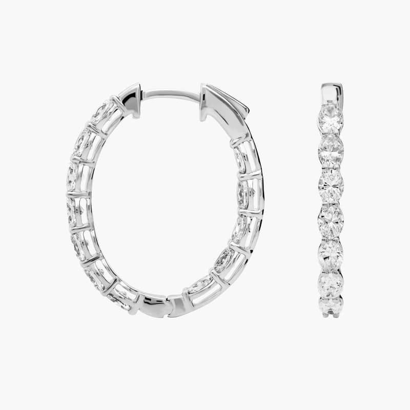 Oval Diamond Eternity Hoop Earrings in 14k White Gold (2 ct. tw.)