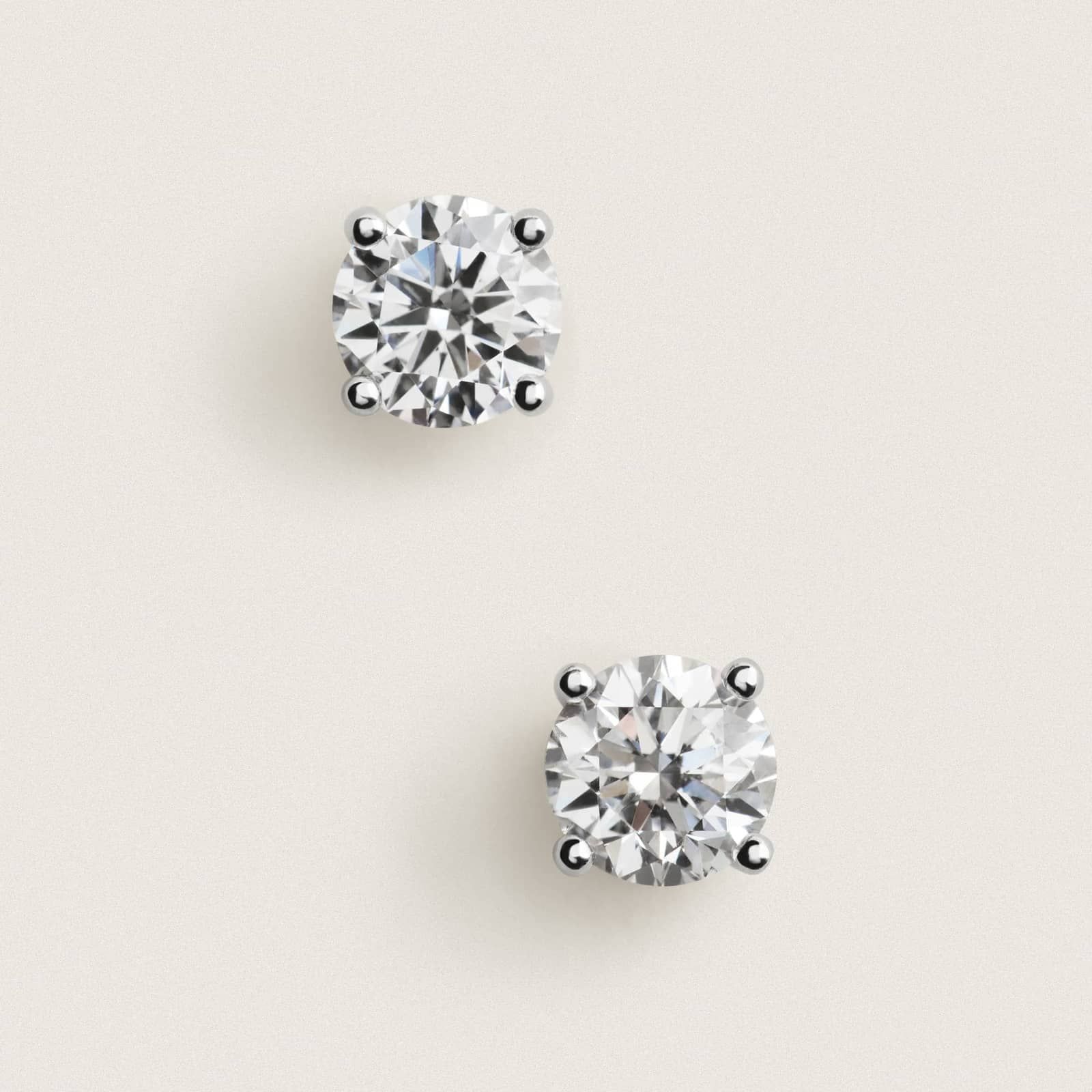 Four Prong Round Brilliant Lab Grown Diamond Stud Earrings in 14k White Gold (0.80 Ct. tw. - F-G / SI1)