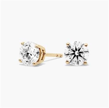 Four Prong Round Brilliant Lab Grown Diamond Stud Earrings in 14k Yellow Gold (1 1/2 Ct. tw. - F-G / VS2-SI1)