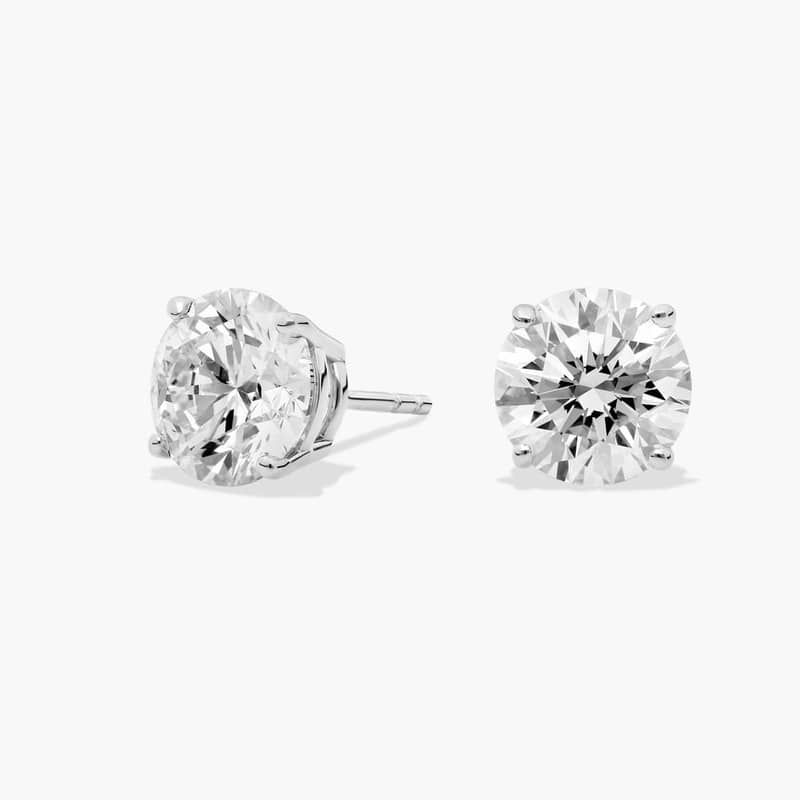 Four Prong Round Brilliant Lab Grown Diamond Stud Earrings in 14k White Gold (4 Ct. tw. - F-G / VS2-SI1)