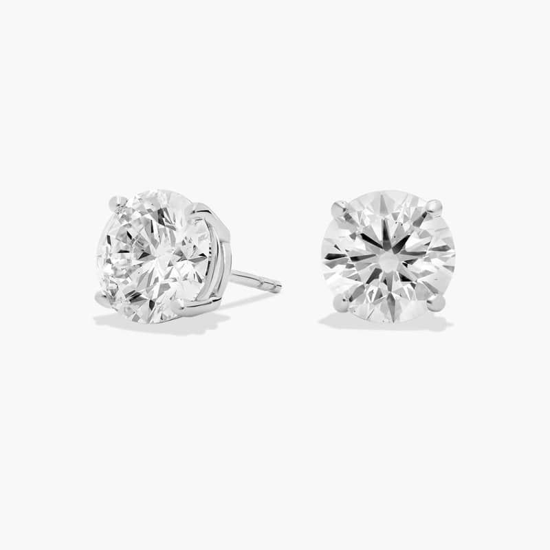 Four Prong Round Brilliant Lab Grown Diamond Stud Earrings in 14k White Gold (5 Ct. tw. - F-G / VS2-SI1)