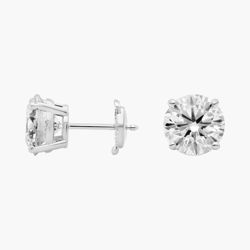 Four Prong Round Brilliant Lab Grown Diamond Stud Earrings in 14k White Gold (5 Ct. tw. - F-G / VS2-SI1)