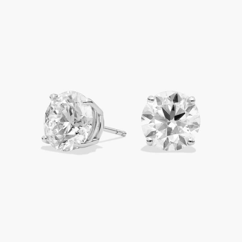 Four Prong Round Brilliant Lab Grown Diamond Stud Earrings in 14k White Gold (6 Ct. tw. - F-G / VS2-SI1)