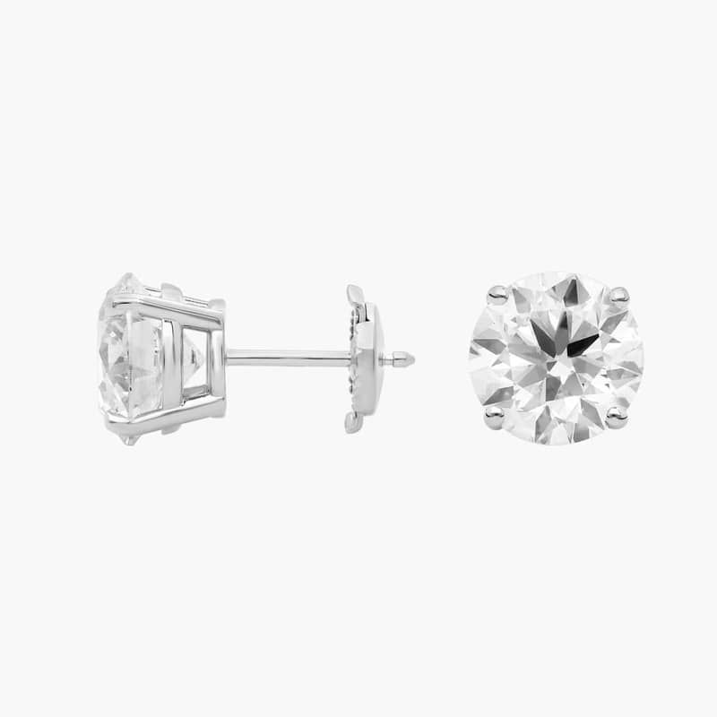 Four Prong Round Brilliant Lab Grown Diamond Stud Earrings in 14k White Gold (6 Ct. tw. - F-G / VS2-SI1)