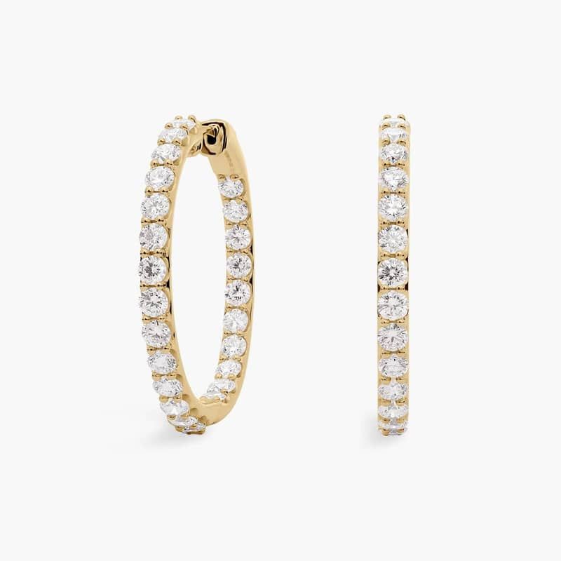 Lab Grown Diamond Eternity Hoop Earrings in 14k Yellow Gold (5 ct. tw.)