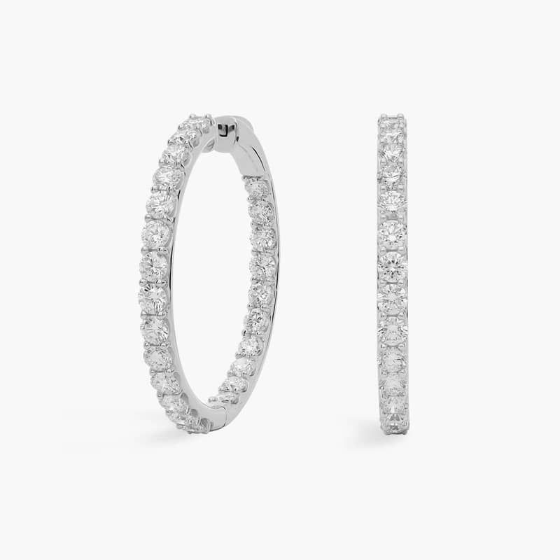 Lab Grown Diamond Eternity Hoop Earrings in 14k White Gold (7 ct. tw.)